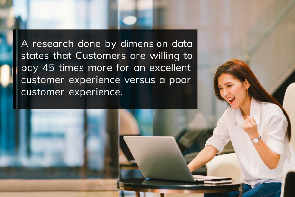 Research by Dimension Data reveals customers value experience, willing to pay $45 for quality over poor service.